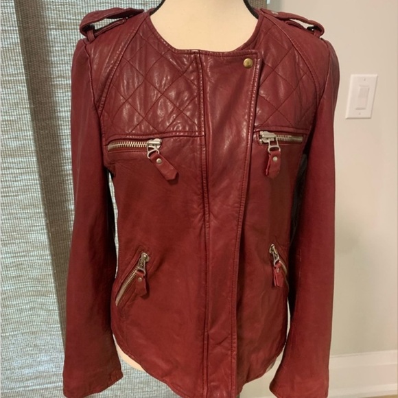 Isabel Marant Etoile Women’s 42 Red Kady Leather Biker Jacket - Picture 2 of 3